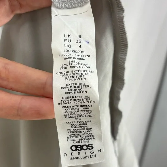 ASOS Design Silver Satin Maxi Dress Lace Back Cutout Slit Size Small 4 - Picture 7 of 10